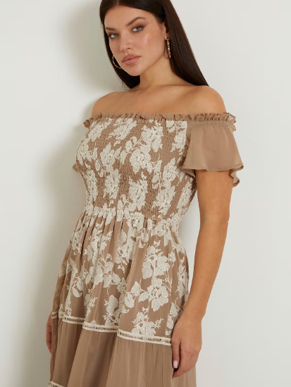 Guess Giuditta Embroidered Dress - Beige