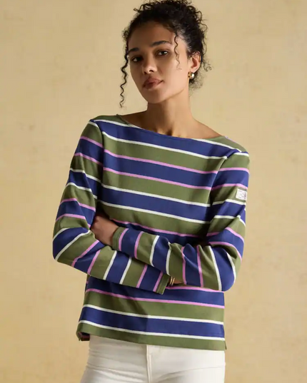 Joules Harbour Green Multi Boat Neck Top
