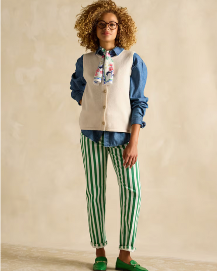 Joules Holly Button Vest - Cream