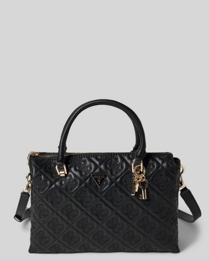 Guess Adelasia Embossed Satchel - Black