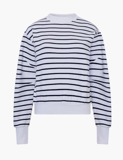 French Connection Sunday Sweat Striped Sweatshirt - Linen White/Blue