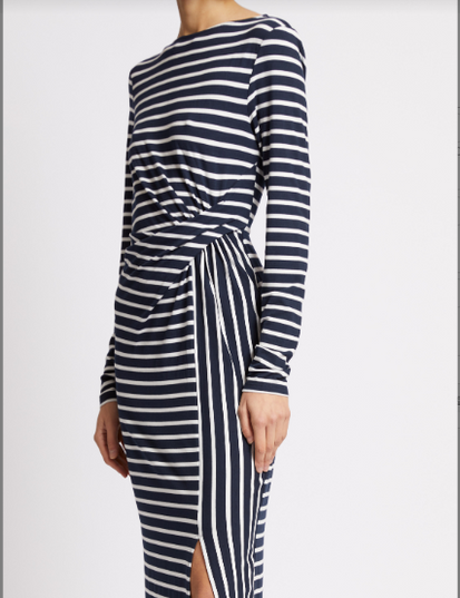 French Connection Kyra Jersey Dress - Navy/White