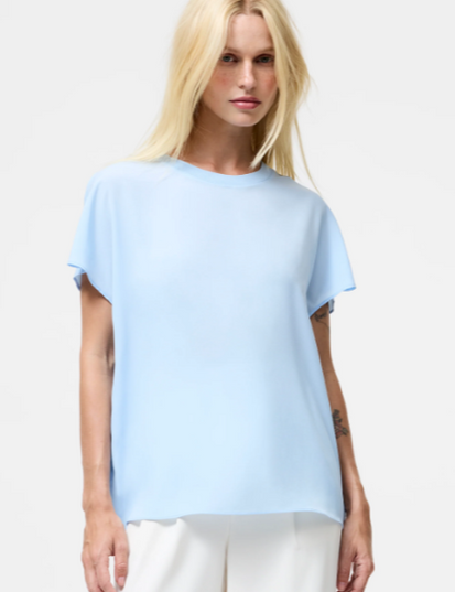 French Connection Crepe Light Crew Neck Top - Arctic Blue