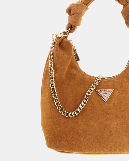 Guess Isotta Hobo Suede Bag - Cognac