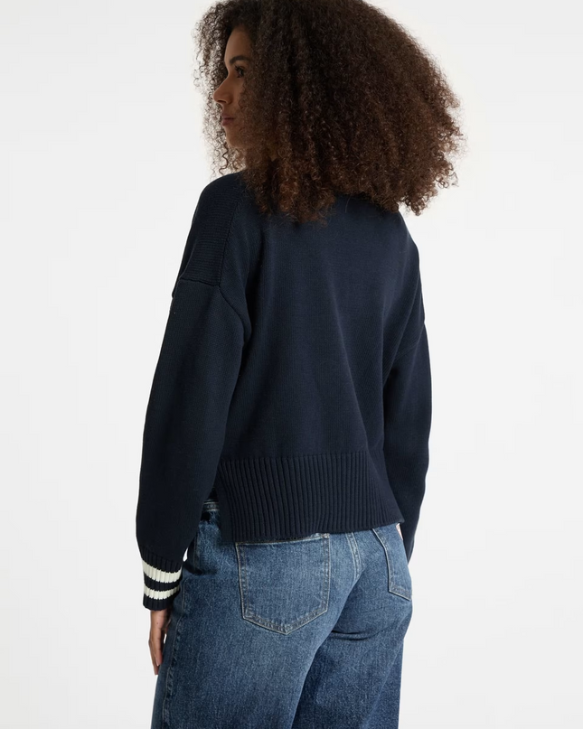 Guess Jeans Embroidered Logo Varsity Cardigan - Navy