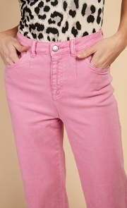 Pink Cropped Wide Leg Denim Jeans by Vogue Williams