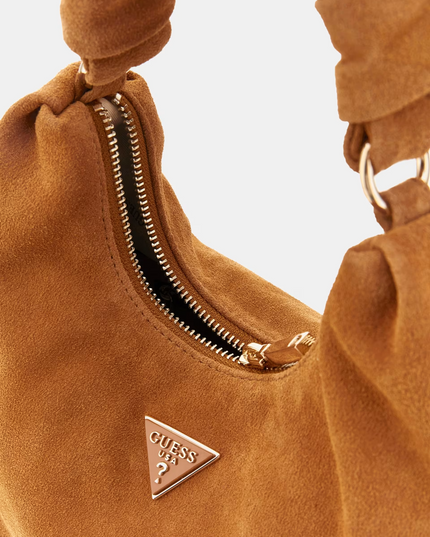 Guess Isotta Hobo Suede Bag - Cognac