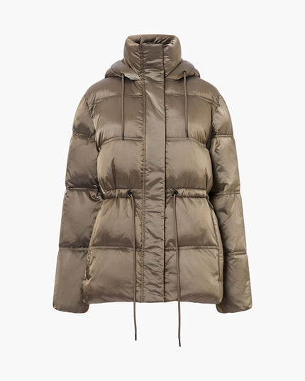 French Connection Kendra Puffer Jacket - Washed Khaki