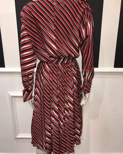 Striped Detail Dress - Red/Navy/White