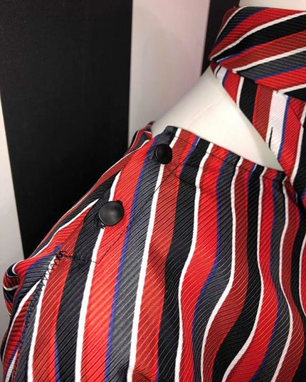 Striped Detail Dress - Red/Navy/White