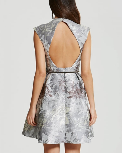 Silver Jacquard Skater Dress