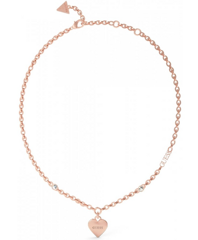 Guess Falling In Love Rose Gold Crystal Heart Necklace