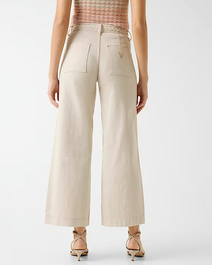 Guess Zoya Braided Crop Leg Jeans - Cream