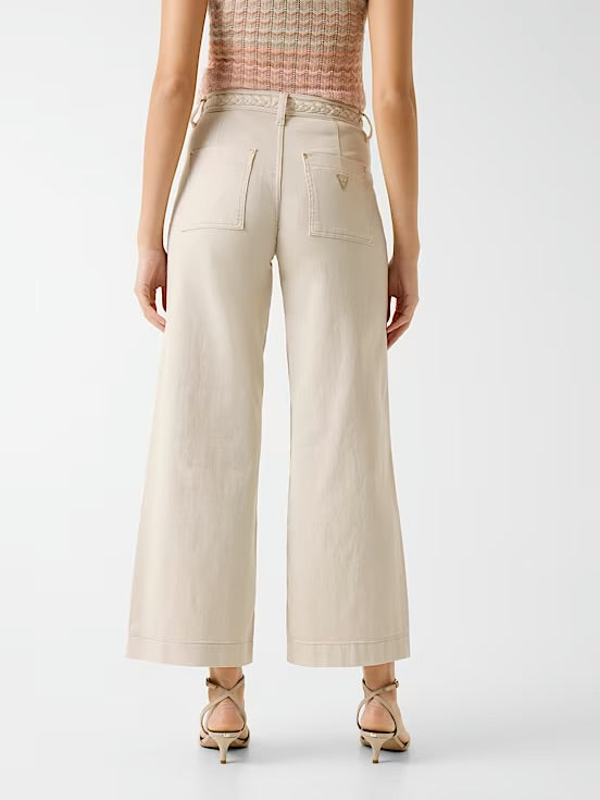 Guess Zoya Braided Crop Leg Jeans - Cream