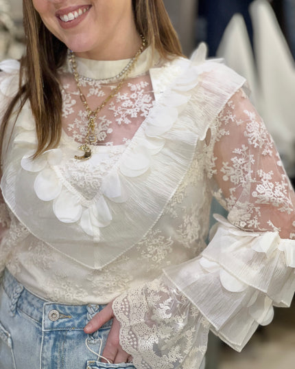 Frill Lace Blouse - Cream