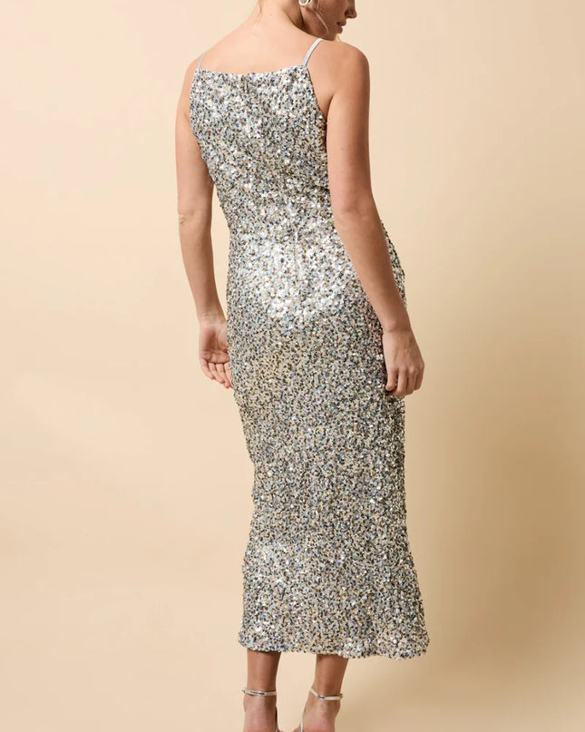 Soleil Sequin Midaxi Dress - Gold & Silver