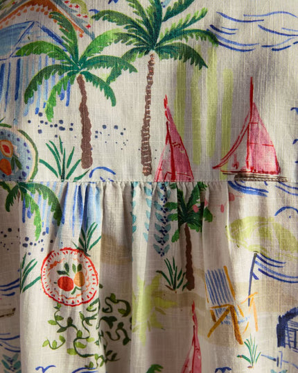 Isobel Crochet Shirt - Coastal Print