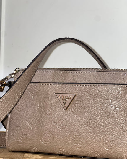 Guess Cresidia Mini Crossbody Top Zip - Dark Taupe Logo