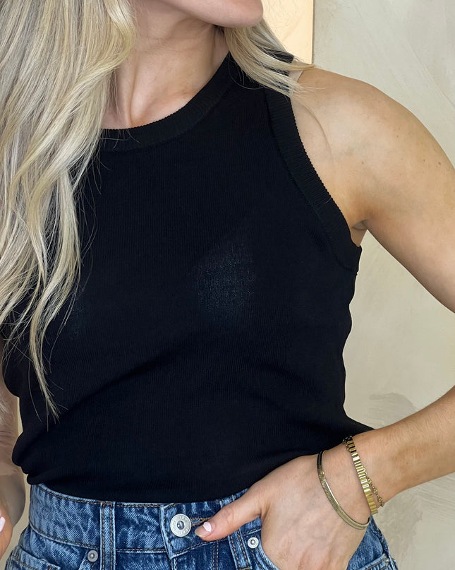 Ribbed Vest - Black