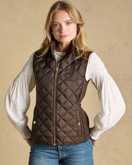 Joules Braemar Luxe Quilted Gilet - Chocolate Brown