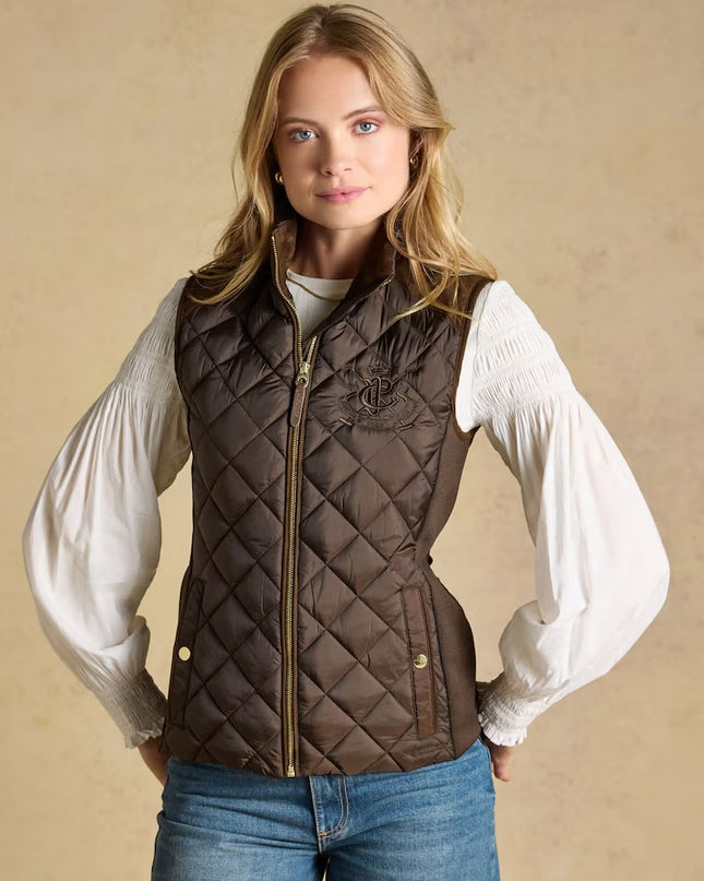 Joules Braemar Luxe Quilted Gilet - Chocolate Brown