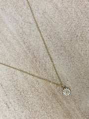 Mini Daisy Pendant Necklace - Gold/White