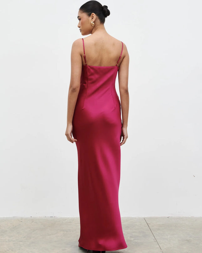 Saylor Cape Maxi Dress - Berry