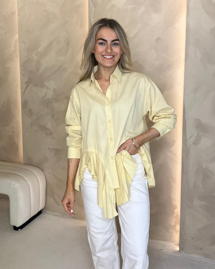 Button Up Frill Shirt - Lemon