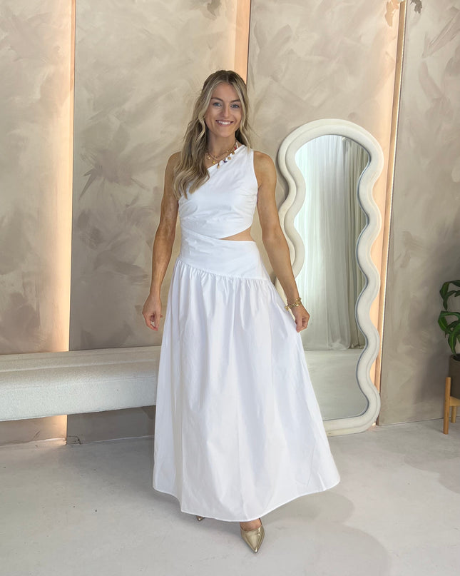 Asymmetric Cut Out Dress- White