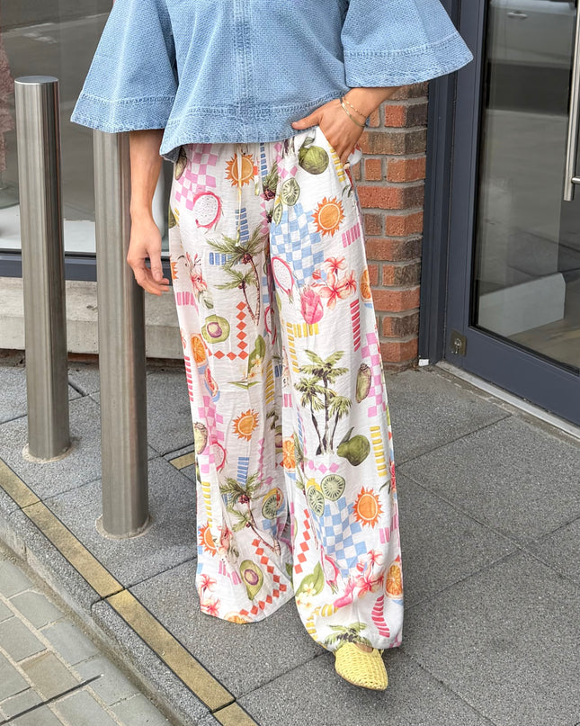 Summer Graphic Drawstring Trousers - Multi