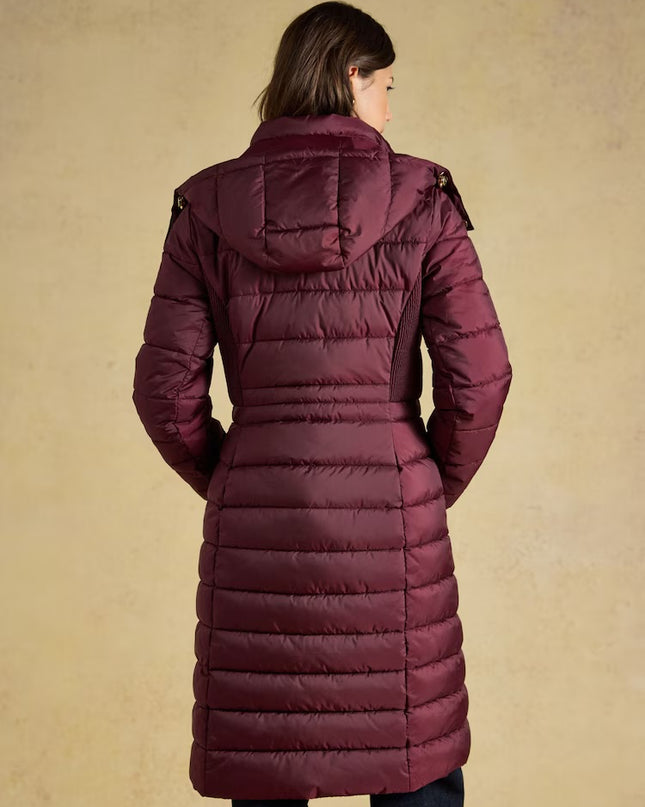 Joules Windborough Longline Padded Coat with Hood - Port