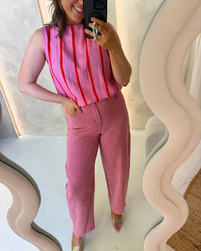 Soft Denim Barrel Jean - Rose