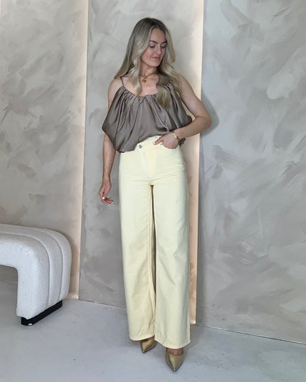 High Rise Asymmetric Jean - Lemon