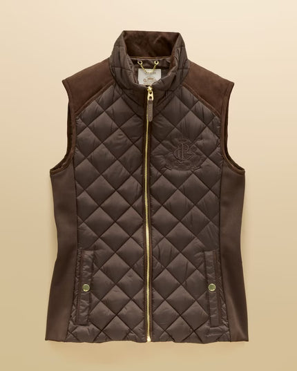Joules Braemar Luxe Quilted Gilet - Chocolate Brown