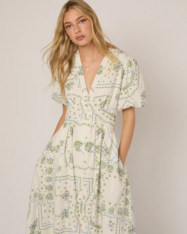 Starlight Midi Dress - White Floral