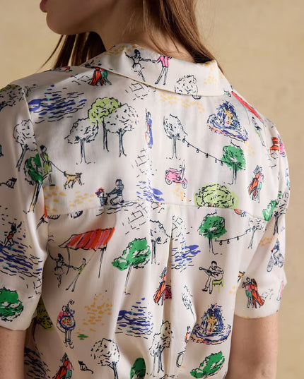 Natalia Scene Short Satin Pyjama Set - Cream