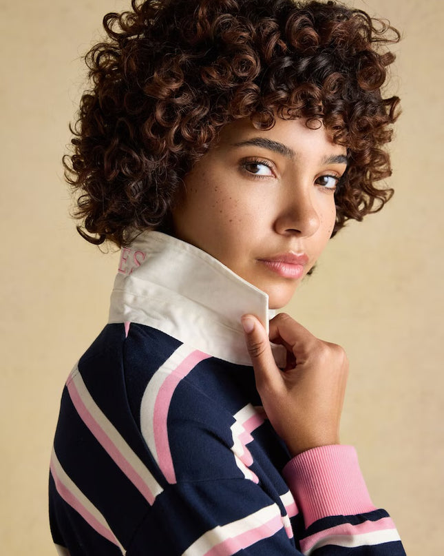 Lara Striped Rugby Shirt - Navy & Pink