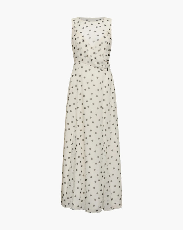 French Connection Emma Chiffon Godet Dress - Cream/Black