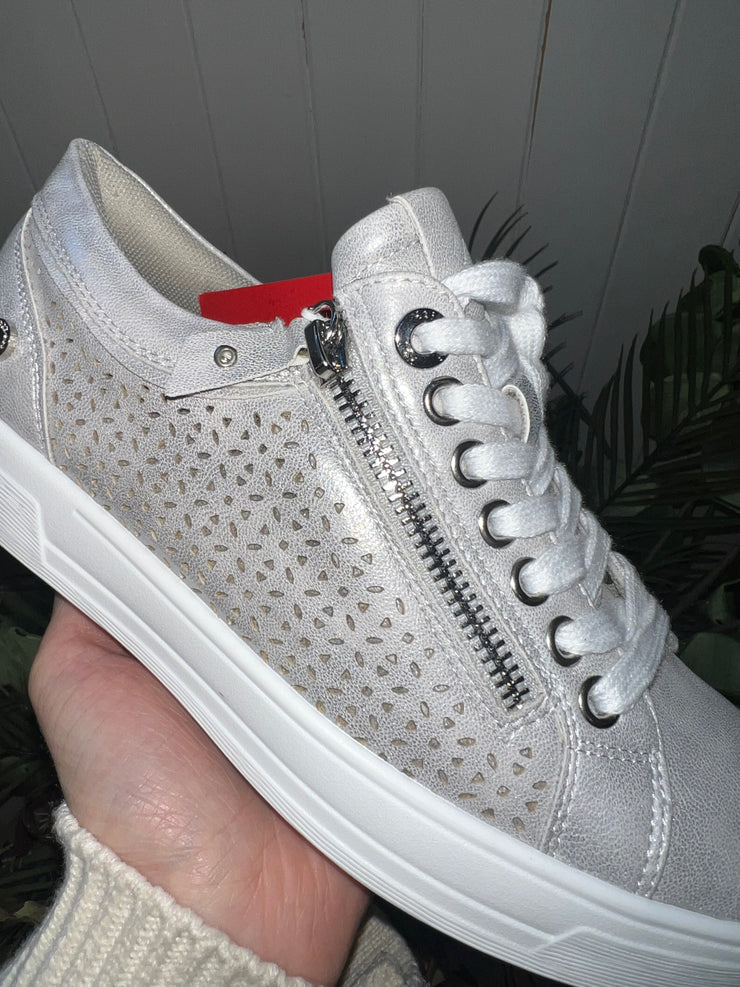 Silver Textile Zip Sneaker