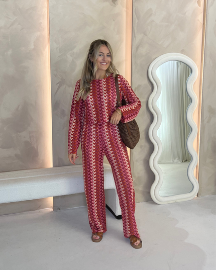 Crochet Trousers - Pink/Red