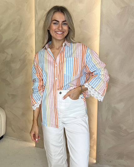 Stripe Shirt with Frill Cuff - Multi