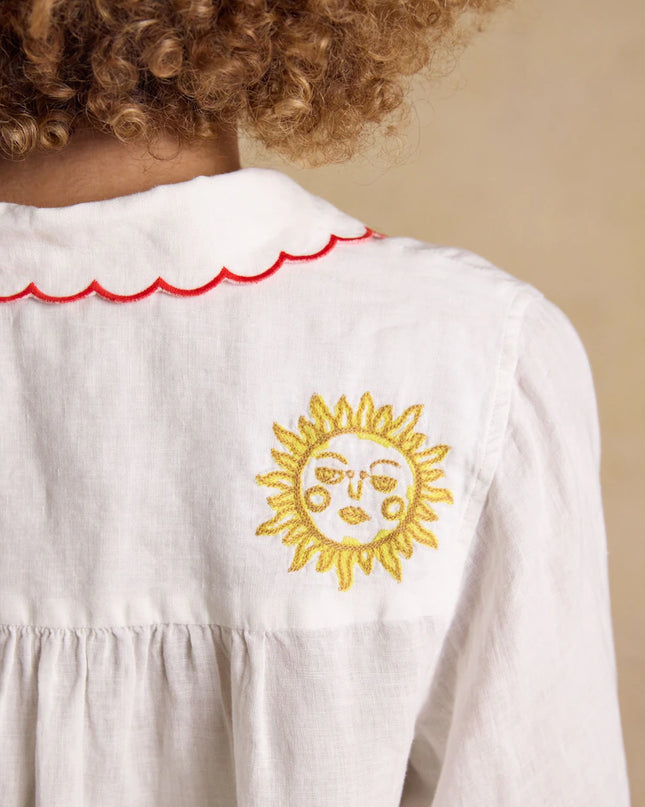 Orla Embroidered Icons Linen Shirt - White