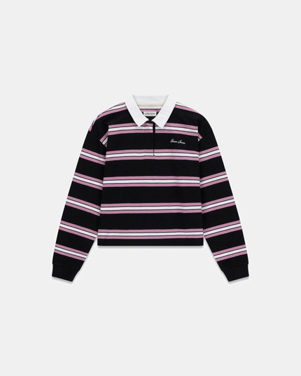 Guess Jeans Oversized Long Sleeve Polo Shirt - Black/Pink