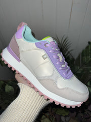 Multi Contrast Sneaker - Beige/Lilac
