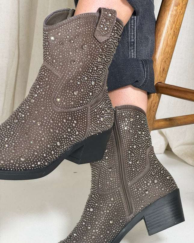 Diamanté Ankle Boot - Taupe