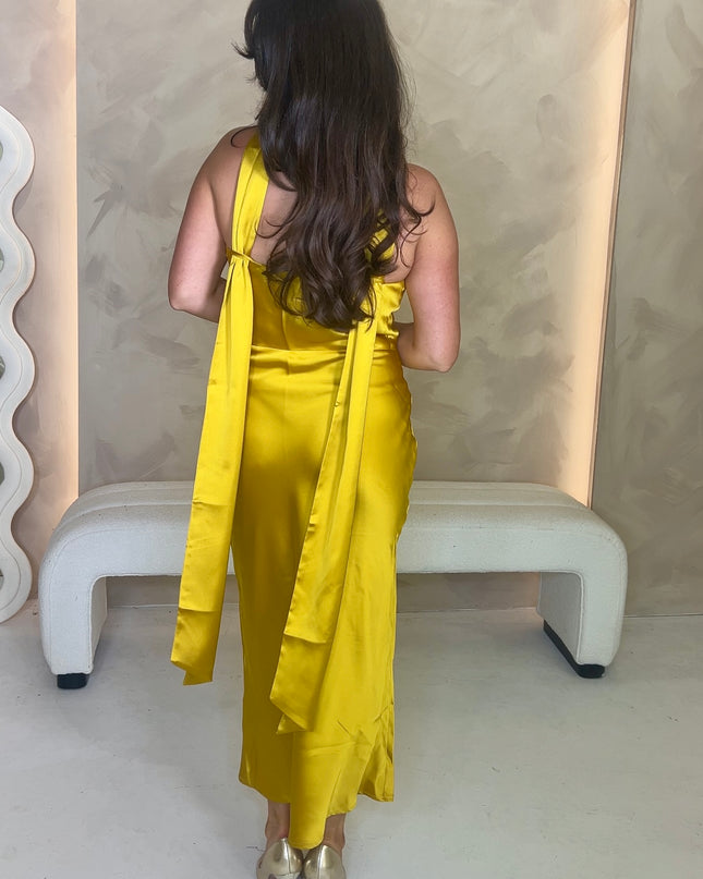 Keisha Scarf Midaxi Dress - Yellow Ochre