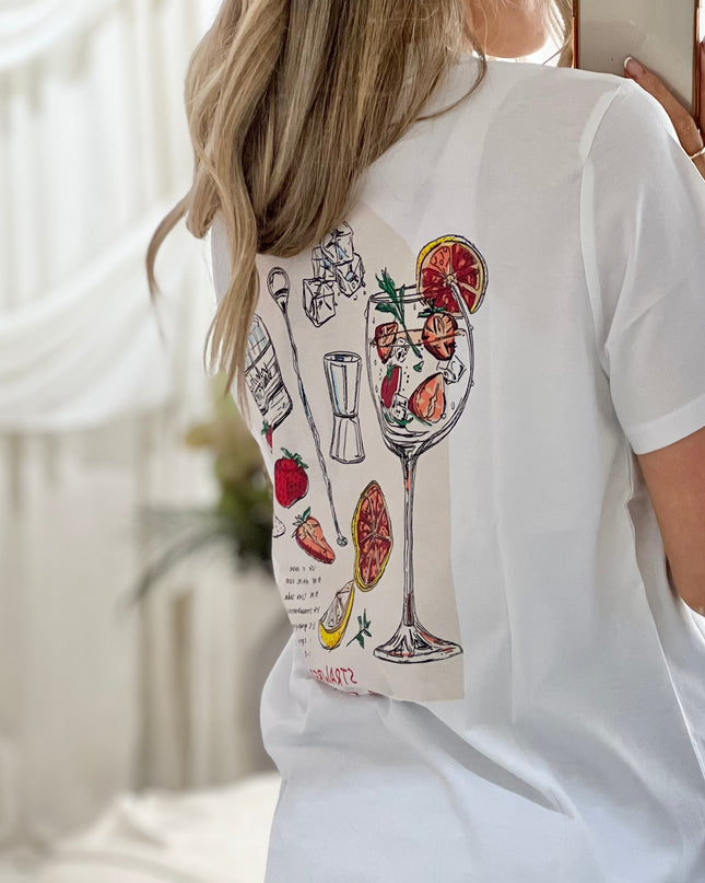 French Connection Graphic Cocktail Tee - Linen White