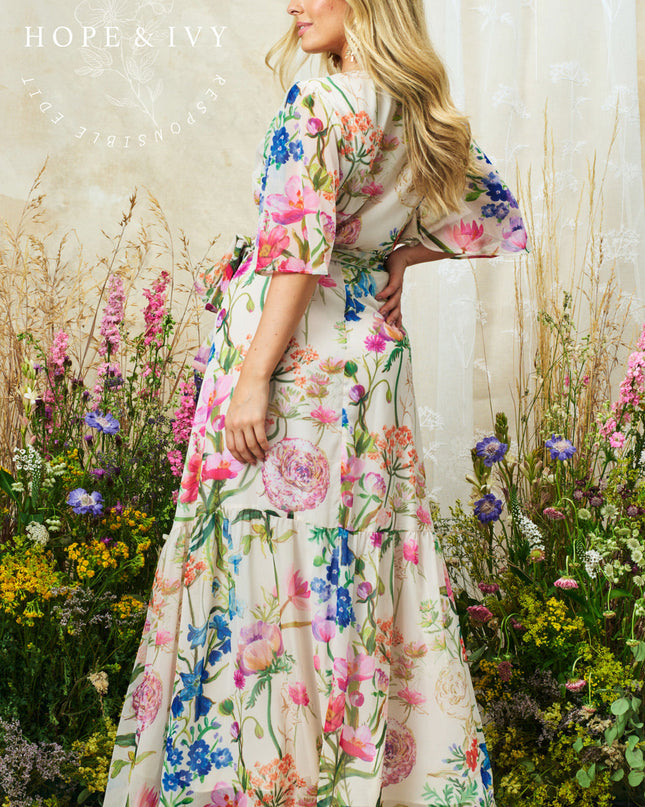 Michelle Wrap Dress - Cream Multi