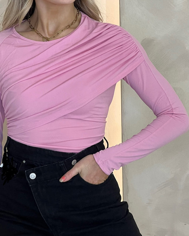 Drape Bodysuit - Pink