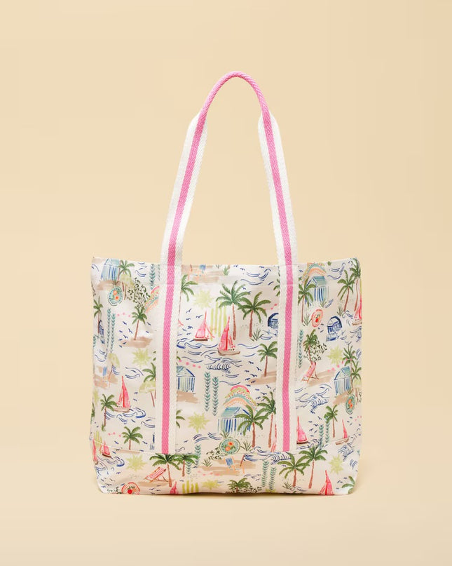 Promenade Canvas Tote Bag - Palm Print